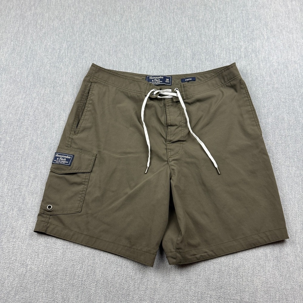 Abercrombie & Fitch Board Shorts Mens 30 Gray Stretch 6" Swim Beach Surf Pocket